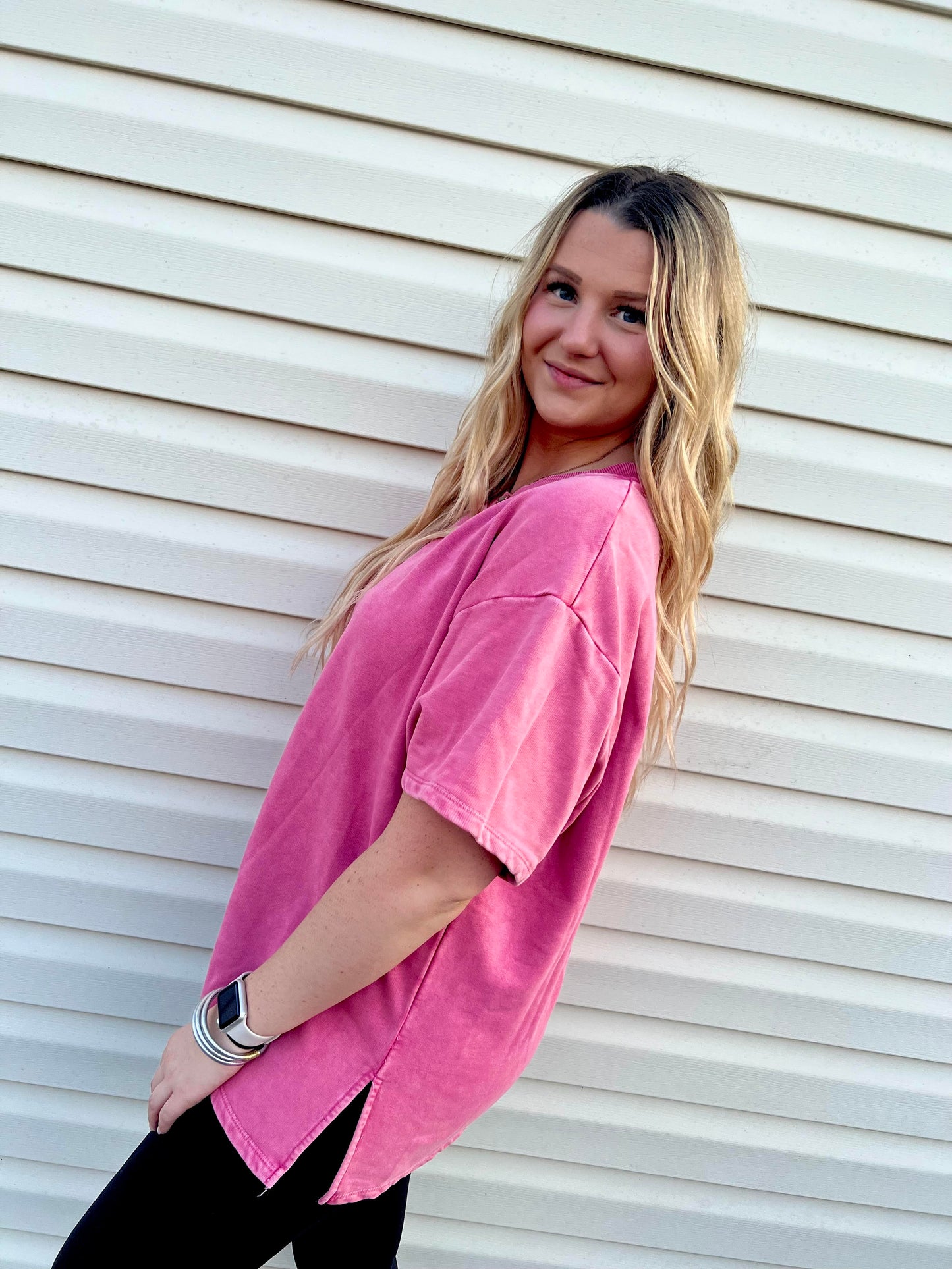 Short Sleeve Crewneck Washed Oversized Top